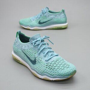 Nike Ladies 10 Fearless Flyknit Mica Blue Air Zoom Run Shoes Sneakers 850426-401